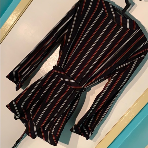 Billabong striped open jacket tie shirt/cover-up - Picture 6 of 7